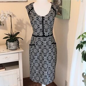 Adrianna Papell Black And White Knit Dress. Career. Professional.
